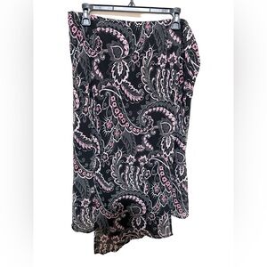 Y2K Lane Bryant 14/16 Paisley Asymmetrical Double Slit Midi Skirt Preppy Fairy